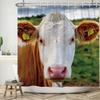 Fun Cow Head Fun Shower Curtain 180x 200cm Washable Waterproof Shower Curtain Fabric, Bathroom Decoration with 12 Hooks