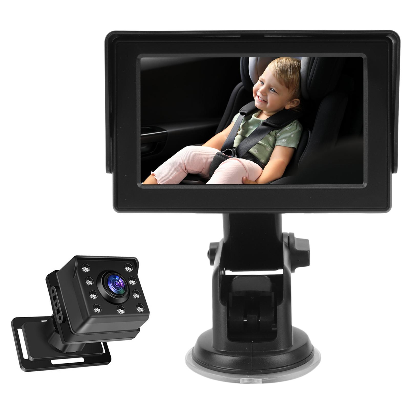 

1080P Baby Car Camera, 4.3 Inch Baby Monitor with IR Night Vision and 150 degrees Wide Viewing Angle, 360 degrees