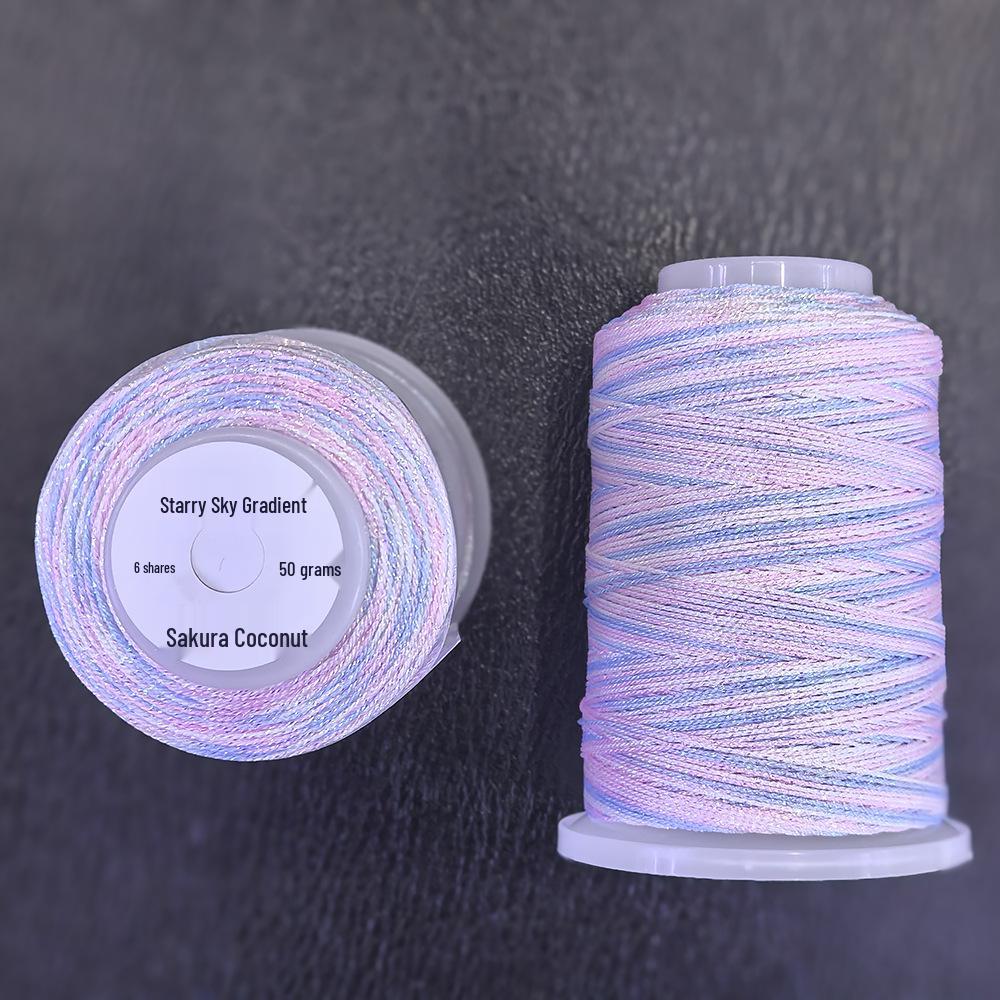 Starry Sky Gradient Yarn: 6-Strand Purple Illusion Tassel for DIY Bracelet & Handmade Weaving Accessories.