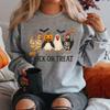 Chick or Treat Sweatshirt Spooky Chicken Halloween Sweater Long Sleeve Women's Sweatshirts Funny Halloween Chicken Hoodie Tops