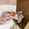 Color Patchwork Plaid Little Bear Magnetic Stand Case for iPhone 17/16 Pro Max & 15 Pro