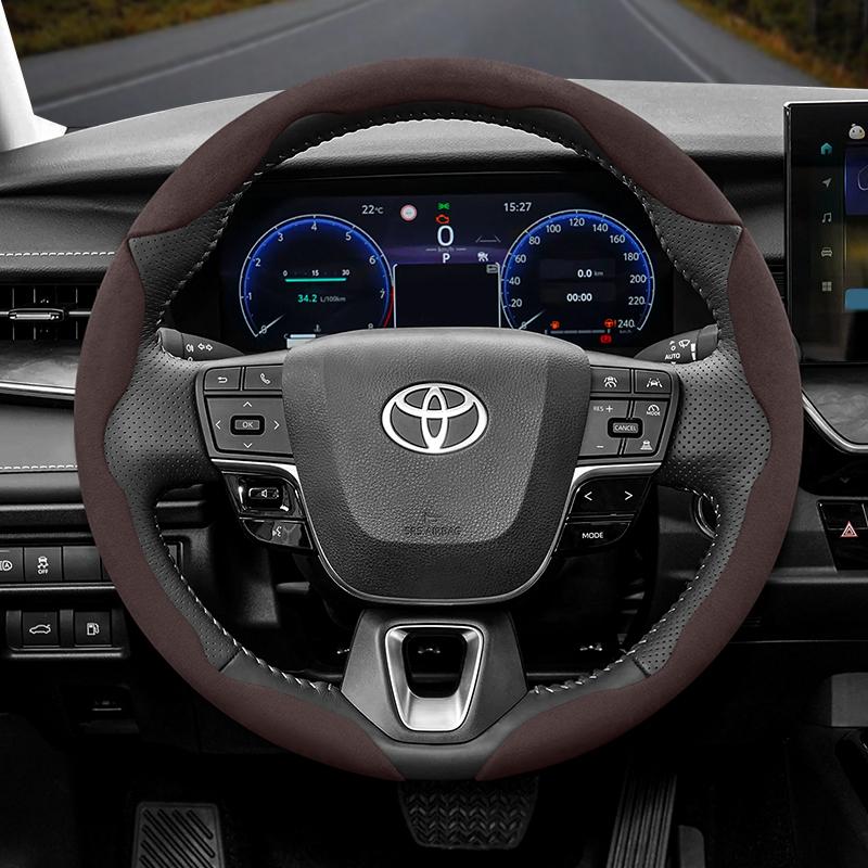 Suitable for Toyota Anti-Slip Buckle Segmented Suede Steering Wheel Cover Suitable for Yaris Auris Chr Corolla Rav4 Hilux Wish Roomy Aqua Probox Prius