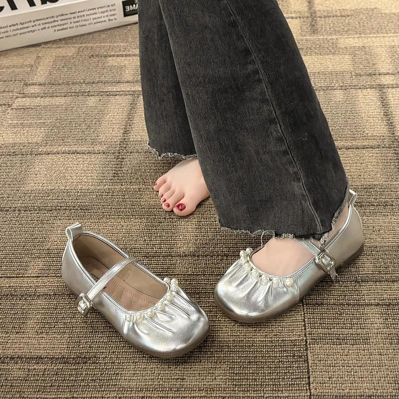 Mode Damen Schuhe Mode Schnalle Damen Ballerinas Herbst Runde Zehenpartie Flach Einfarbig Weiche Sohle Lässige Ballerinas Bequeme Büro Damen Schuhe