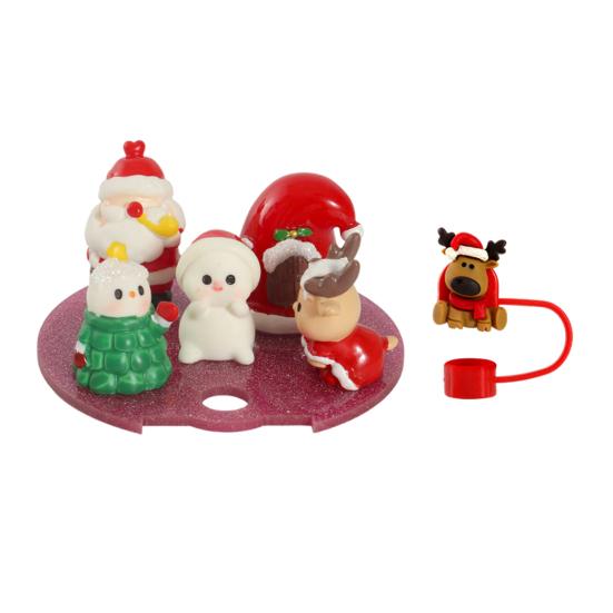 

1 комплект Рождественская крышка для соломинки, пищевая, пыленепроницаемая, непроливающаяся, крышка для тамблера 40 унций, насадка-топпер для кончика соломинки, защита, украшение, аксессуары для чашки D