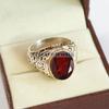 Garnet Oval Cut Gemstone With 925 Sterling Silver Ring For Men's #B72 JL375671368817