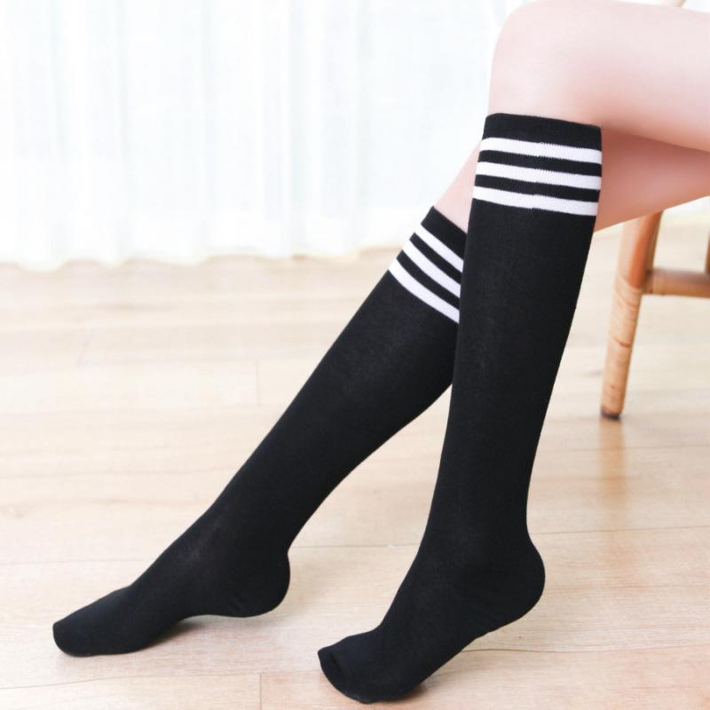 Black and white striped JK student socks women s black tube socks thigh socks Japanese sex student socks sailor socks One size fits all