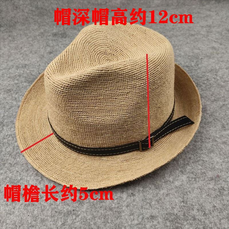 Fine Raffia Hand-woven Straw Hat French Top Hat British Style Jazz Hat Summer Shade Soft Foldable Men