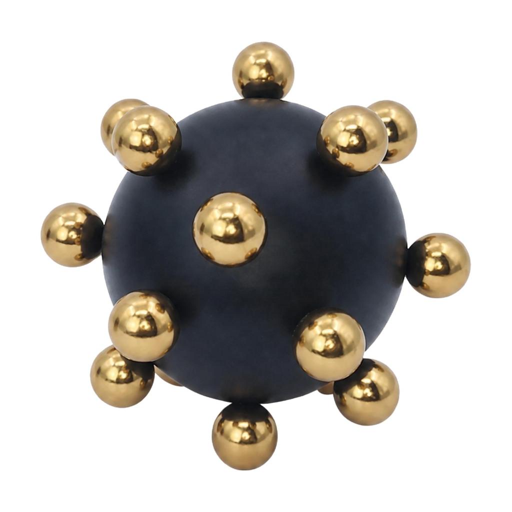 Spherical Metal Decorative Ornament Versatile Orb with Raised Spheres EyeCatching Black