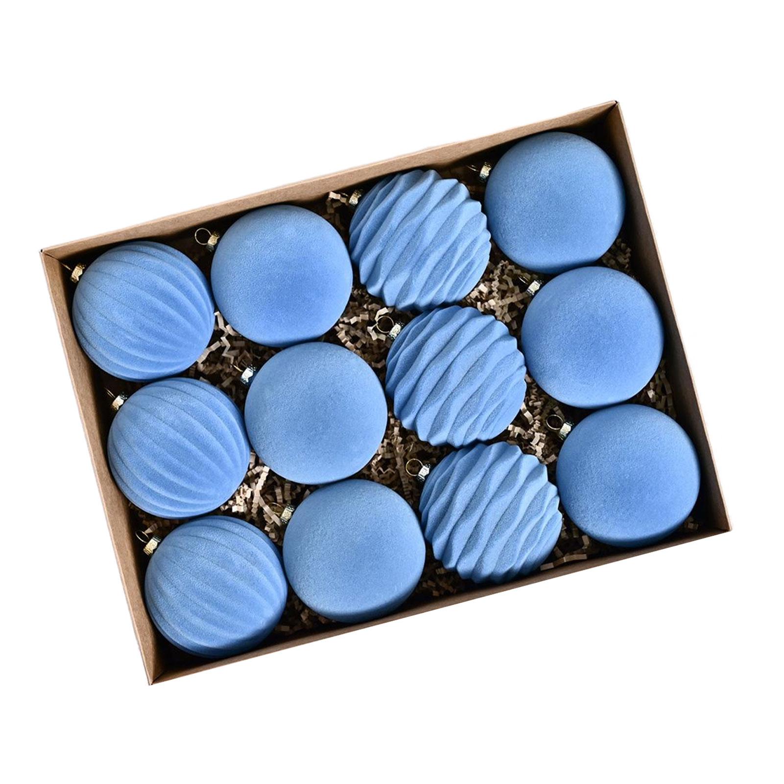 12x бордовых рождественских украшений, набор из 12 бархатных шаров для фермерского дома, элегантные большие красные шары синий