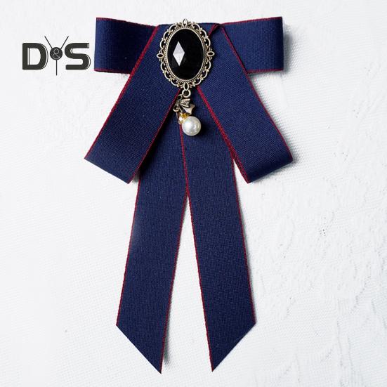 Women Bow Tie Shiny Rhinestone Pre-Tie Collar Tie Adjustable Neck Size Handmade Ribbon Shirts Uniforms Accessories