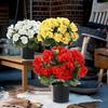 Touch Fake Flowers Artificial Geranium Flowers 13 Potted Bush Uv Resistant Faux Silk Plants for Outdoor Garden Patio Decor