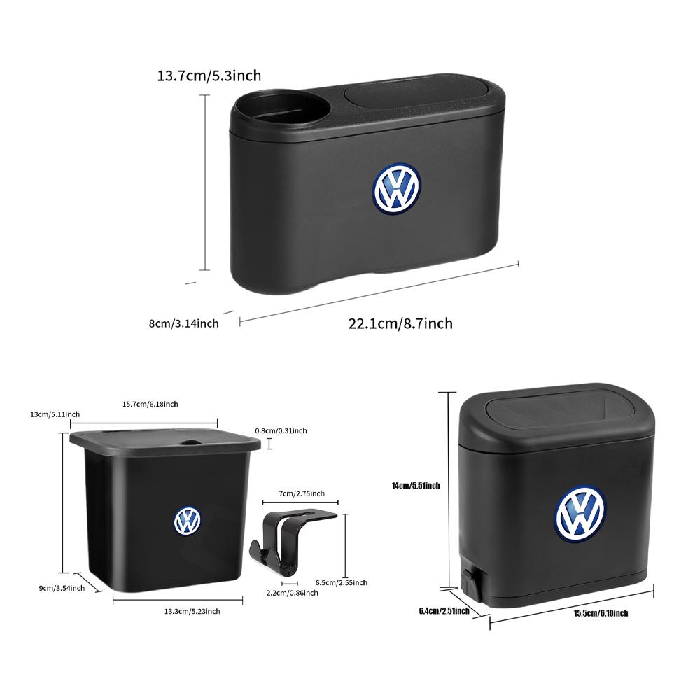 W181pcs ABS Car Trash Can Organizer Case Hanging Trash Bin For Volkswagen VW R Polo Passat Rline Golf 4 5 6 Tiguan Jetta GTI ID.3