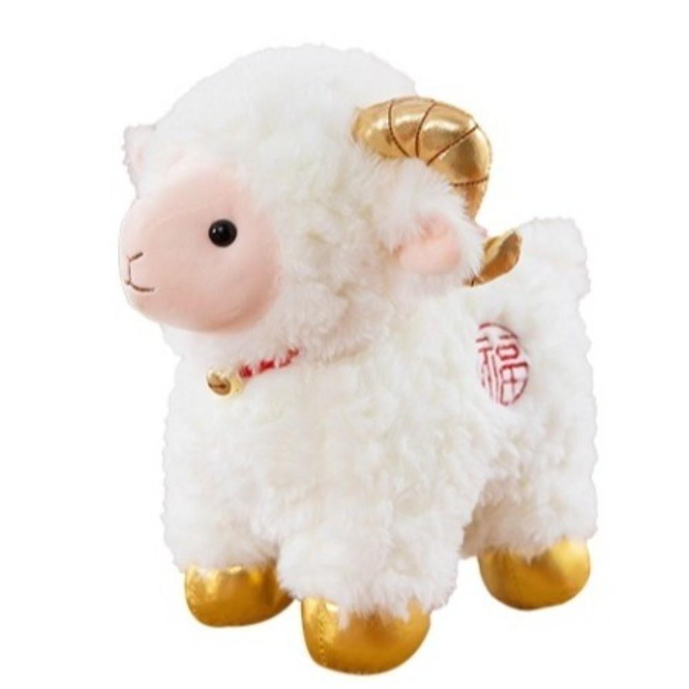 With Scarf Plush Sheep Toy With Bell Curly-haired Lamb Plush Sheep Throw Pillow New Year Decor