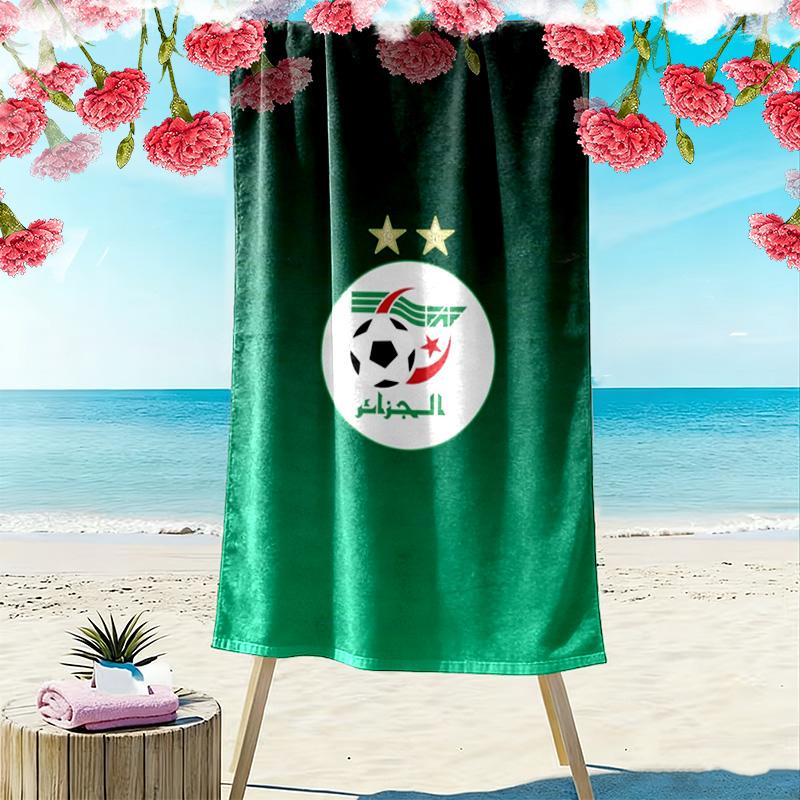 Algeria Football Print Beach Towel, Large Soft Quick Dry Towel for Beach Camping Swimming