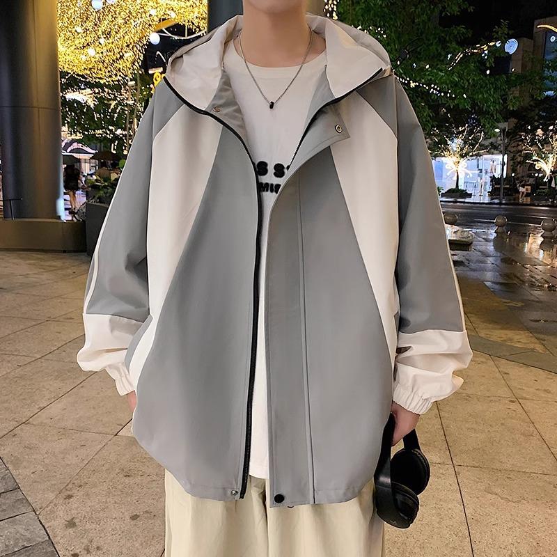 New Jacket Men's Spring and Autumn Casual Hooded American Loose Autumn Suit