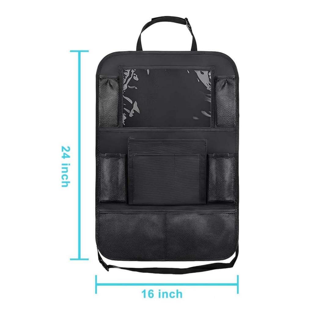 Universal Car Storage Bag&Backseat Organizer with Tablet Holder, Trunk Net,Fire Extinguisher Fixer, Seat Protector Car Organizer