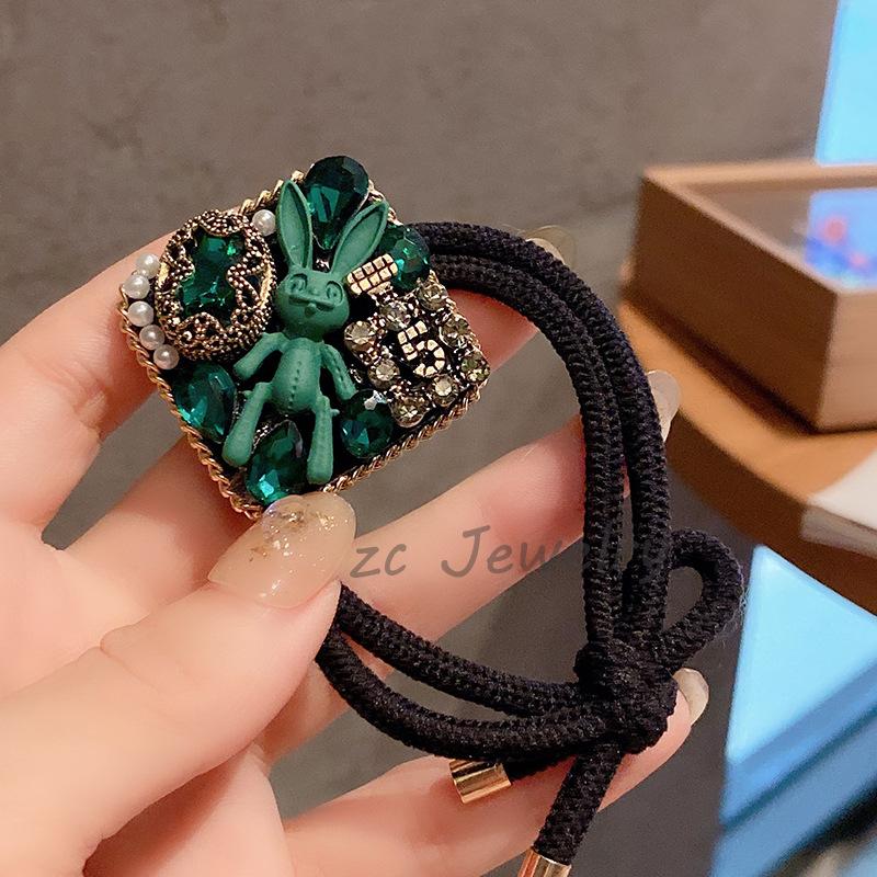 Retro Grün Schwerindustrie Strass Haarspange Herbst und Winter Kleiner Duftiger Stil Mode BB Clip Haaraccessoires Damen