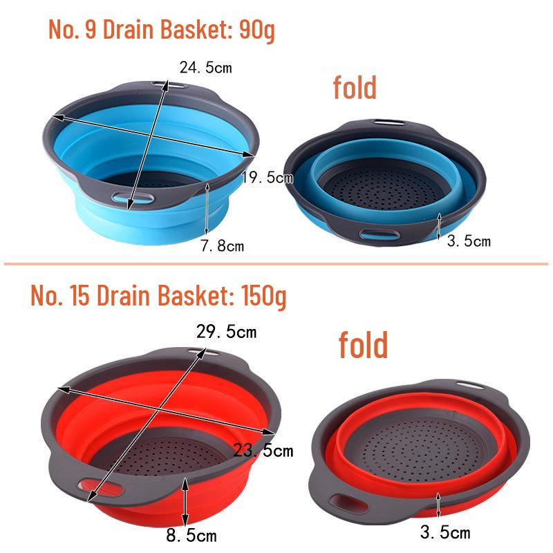 Thickened Collapsible Kitchen Colander with Handle - Multifunctional Wash & Fruit Basket