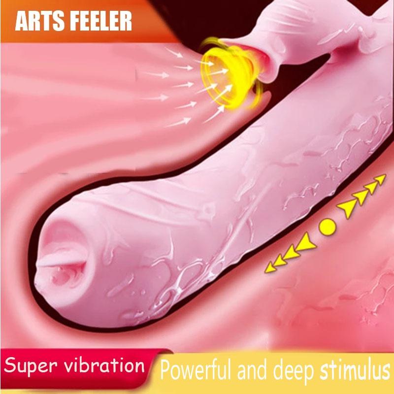 New Telescopic Heating Vibrator for Women G Spot Big Dildo Vaginal Tongue Licking Sex Toys Licking Clitoris Stimulation