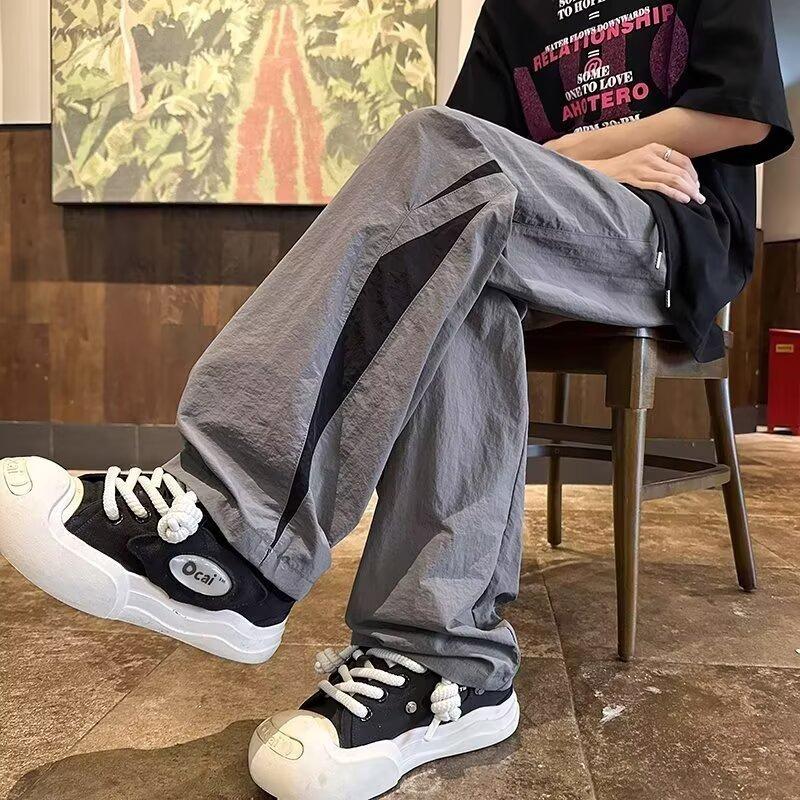 High Street Tide Harlan Quick Drying Boys Summer Color Matching Trend Thin Loose Straight Overalls