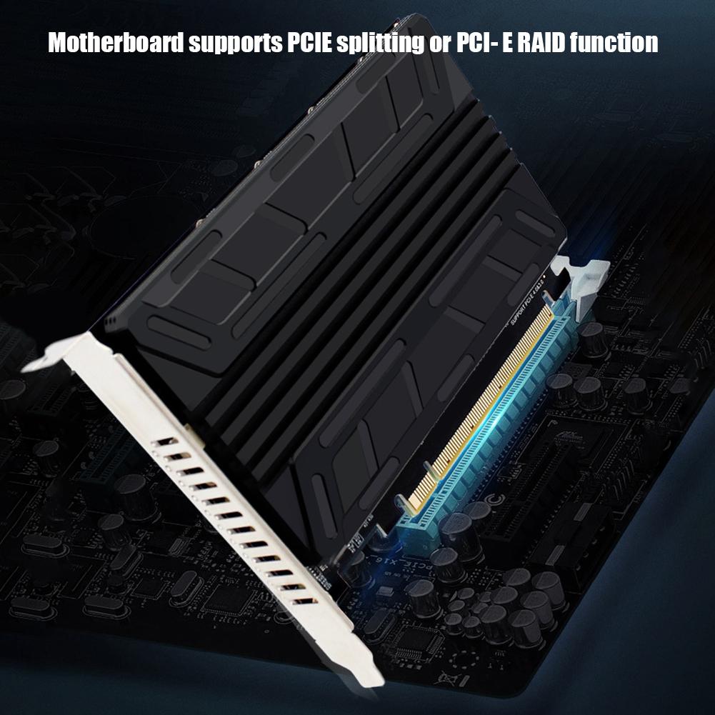 M.2 NVMe SSD To PCIE X16M Key Hard Drive Converter Reader 4 Port Convert Adapter Array Expansion Adapter Motherboard