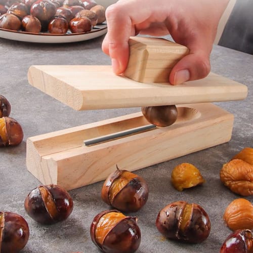 Chestnut Cutter, Wooden Nutcracker Clip, Practical and Beautiful Manual Chestnut Peeler, Nut Cracker, Multifunctional Chestnut Opener Clip for Kitchen