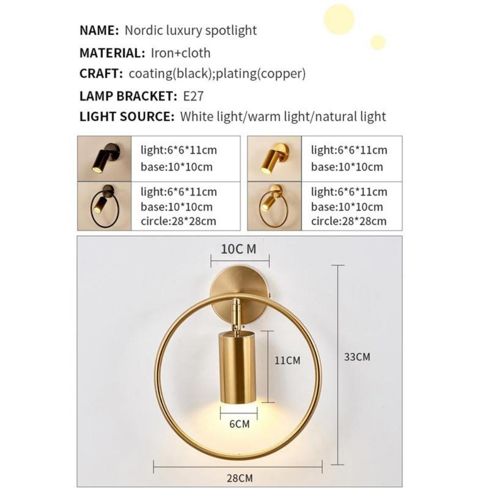 Vnitřní osvětlení E27 COB nástěnné svítidlo Celokovový jediný světelný zdroj Válec Galvanické pokovování Šatní skříň Prodejna Výloha Spotlight