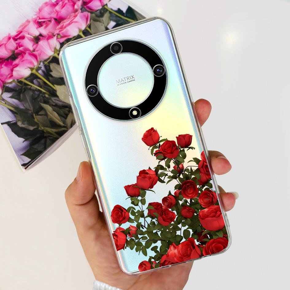For Honor X9b 5G Case ALI-NX1 Popular Flower Soft Clear Silicon TPU Cover For Honor X9a RMO-NX1 HonorX9 ANY-NX1 Shockproof Funda