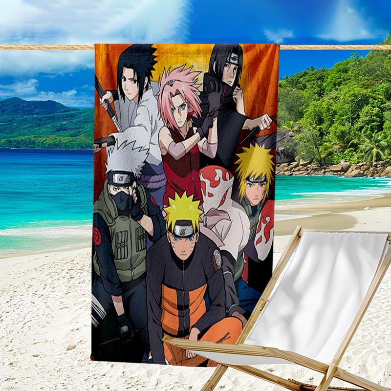 1pc NARUTO (2) Beach Towel, Beach and Seaside Swimming Pool Equipment, Fashion Pattern, Rectangular, Travel Essentials