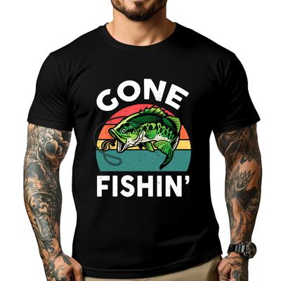 Kids Gone FishingShirt Boy Toddler Funny Bass Dad Black Shirt Graphic Tees Men Funny T Shirts Tshirts Plus Size Chinese Style