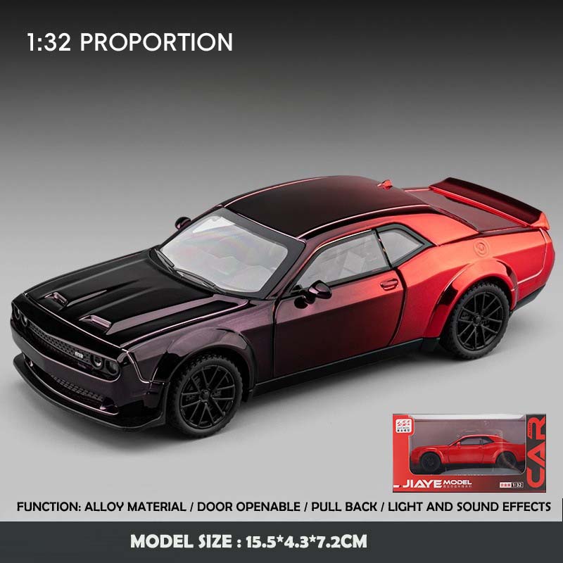 Electroplated 1/32 Alloy Dodge Hellcat Sports Car Model with Light and Sound Effects Collection Miniature Voiture Diecast Toy Vehicle