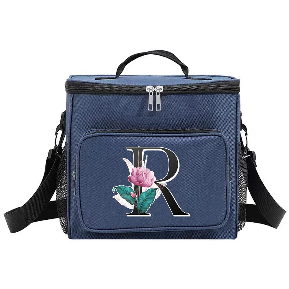 Insulated Lunch Bags Cooler Box Thermal Organizer Handbag for Student Waterproof Camping Storage Boxes Whitemarble Pattern