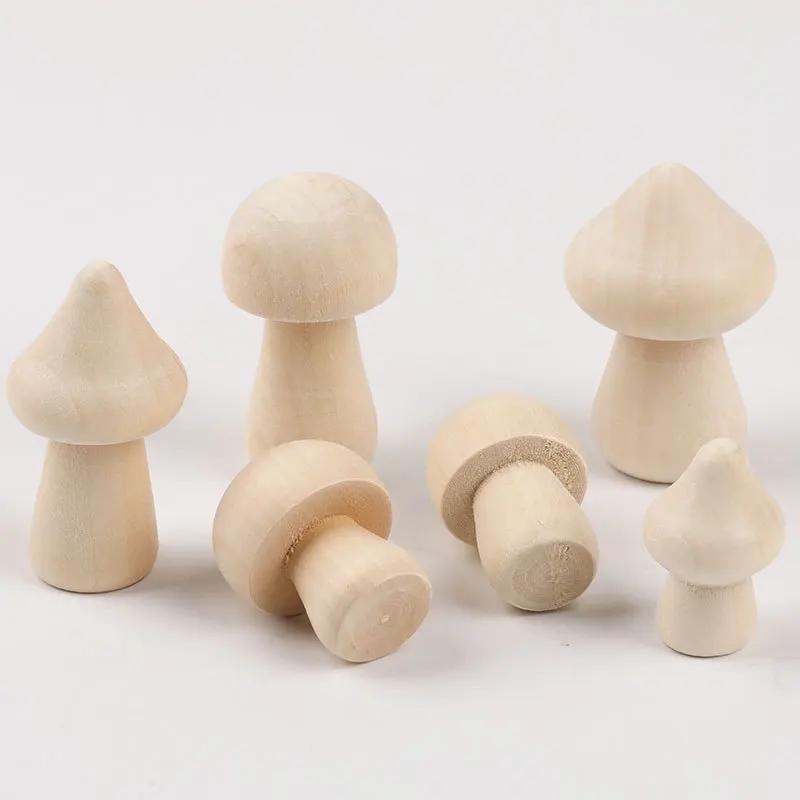 Miniature Wooden Mushroom Scale Model Ornaments Mini Wood Mushroom Simulation Models DIY Desktop Decor Home Crafts