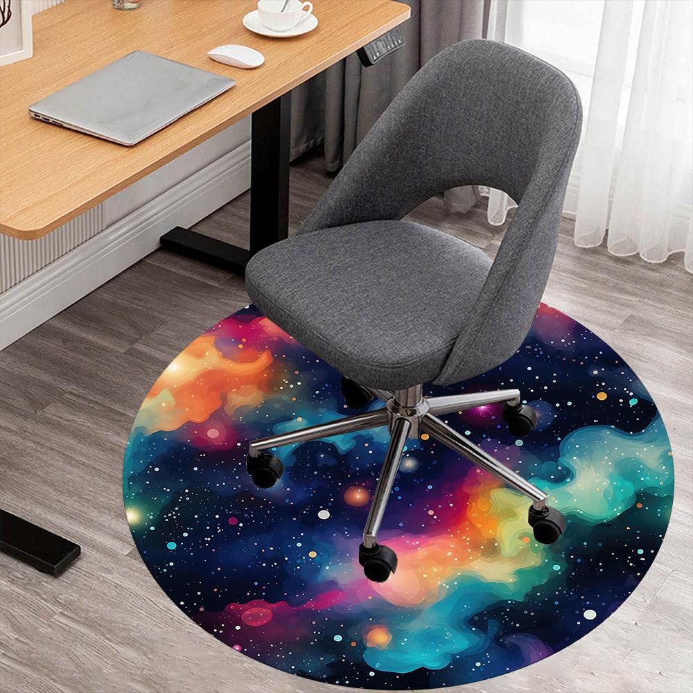 

1pc galaxy colorful Round Chair mat Area Rug - Non-Slip, Floor Mat for Office, Bedroom, and Indoor Decor c1125844 80cm by 80cm