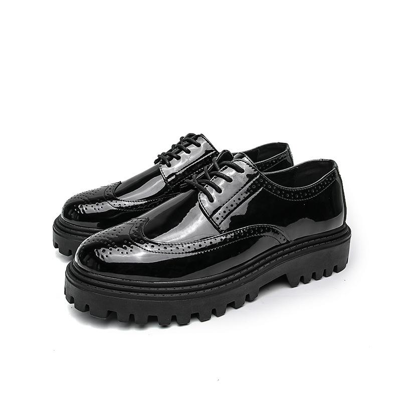 Studio kleine weiße Lederschuhe Britischer Stil Anzug dicke Sohle innere Absatzhöhung Muffin-Schuhe