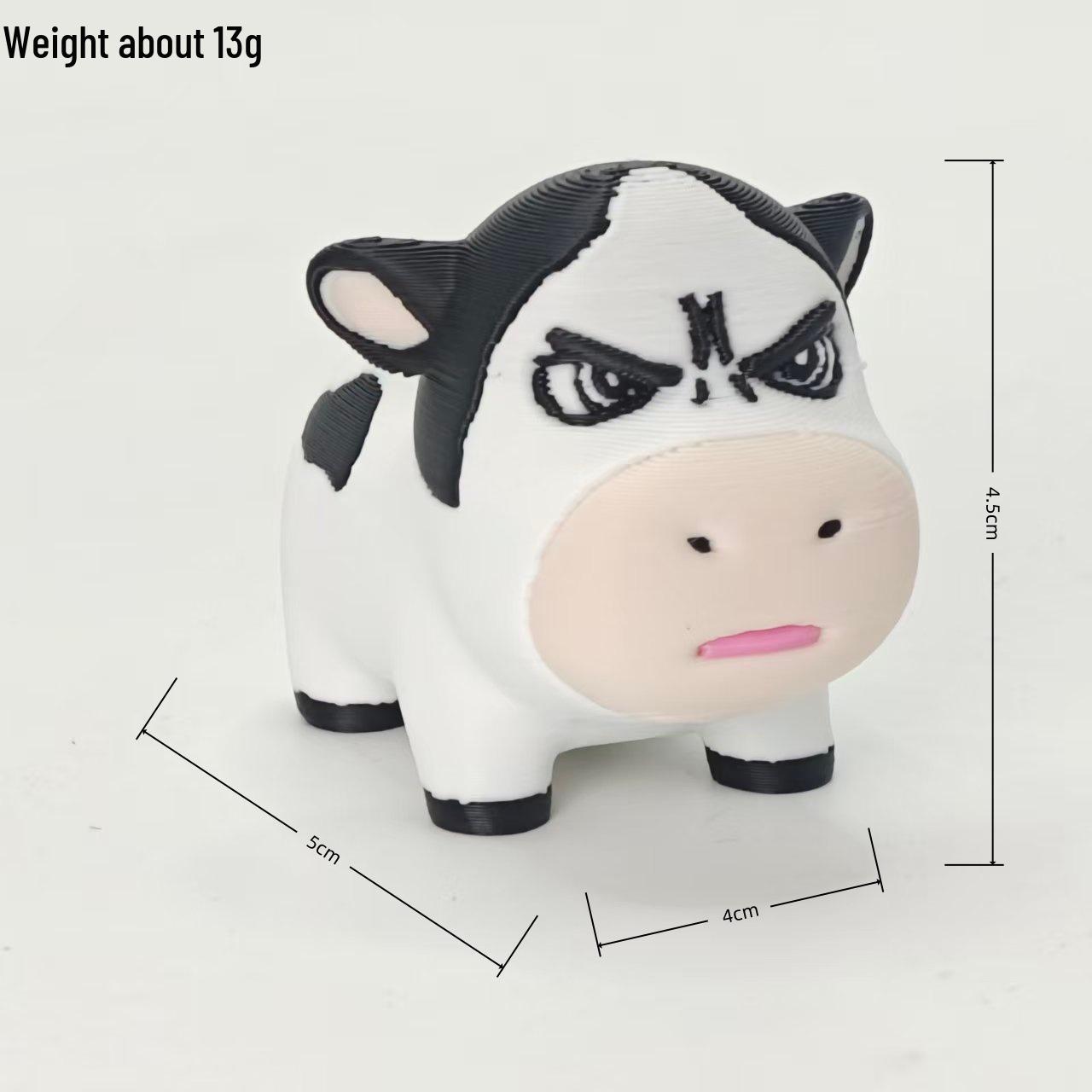 3D Printed Cute Emoji Grassland Cow Toy - Creative Children s Day Desktop Figure