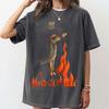 Witch Lighting Cigarette While Burning At the Stake Summer Unisex Loose and Breathable Polyester T-shirt Top