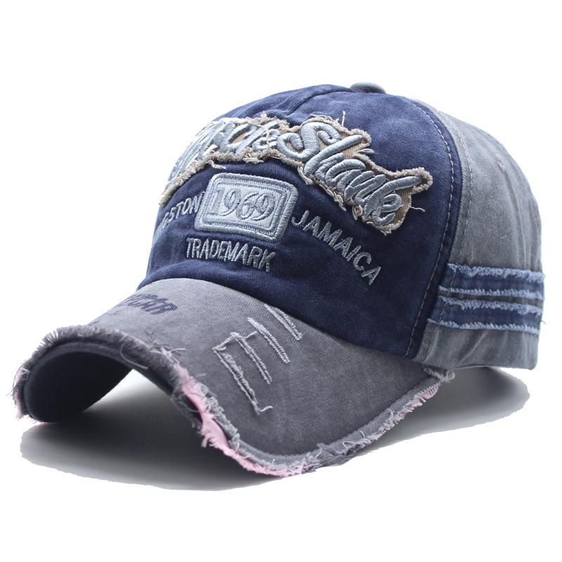 Neue bestickte Jeans-Kappe mit Hai, alt gewaschen, trendige personalisierte Baseballkappe für Herren, Sonnenschutzkappe für Damen