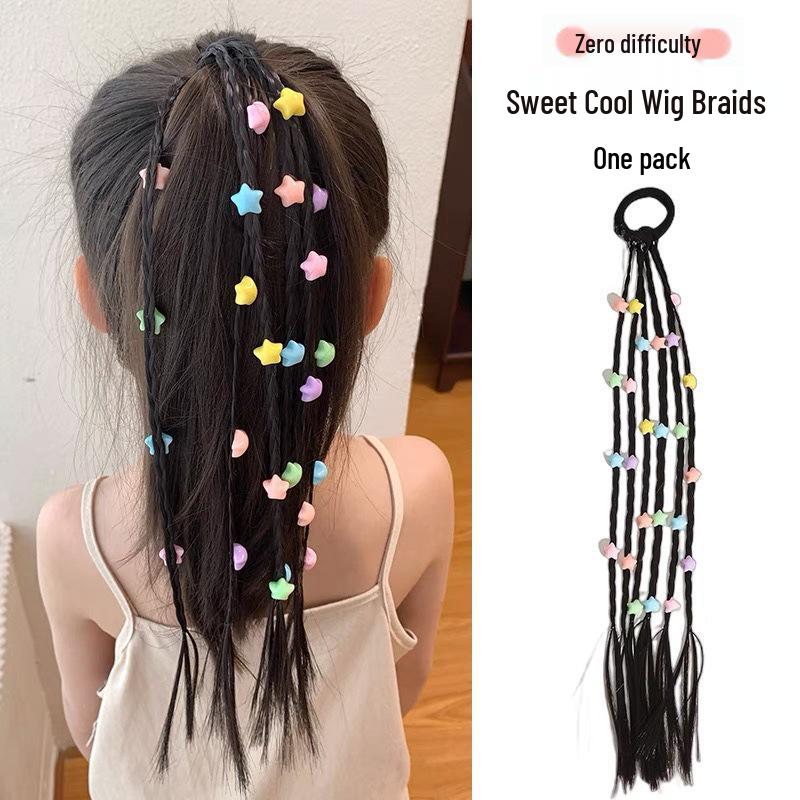 Heart Braids Kids' Wig Hair Ties - Sweet High Ponytail Accessories for Girls