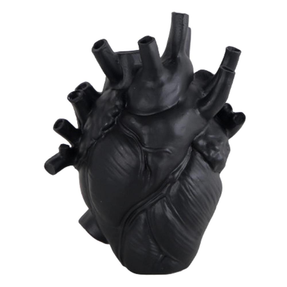 Vase en forme de cœur en résine, Vase créatif en forme de cœur pour Halloween, noir et blanc, en céramique, ornement de bureau pour la décoration de la maison