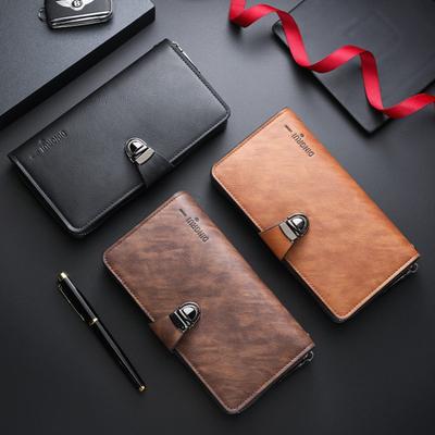 New Men's High-end Wallet With Multiple Card Slots Large Capacity Fashionable Handbag Clip Coin Purse Buckle Retro Style