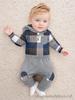 Plaid Hooded Romper & Long Pants Set for Newborns - Autumn/Winter