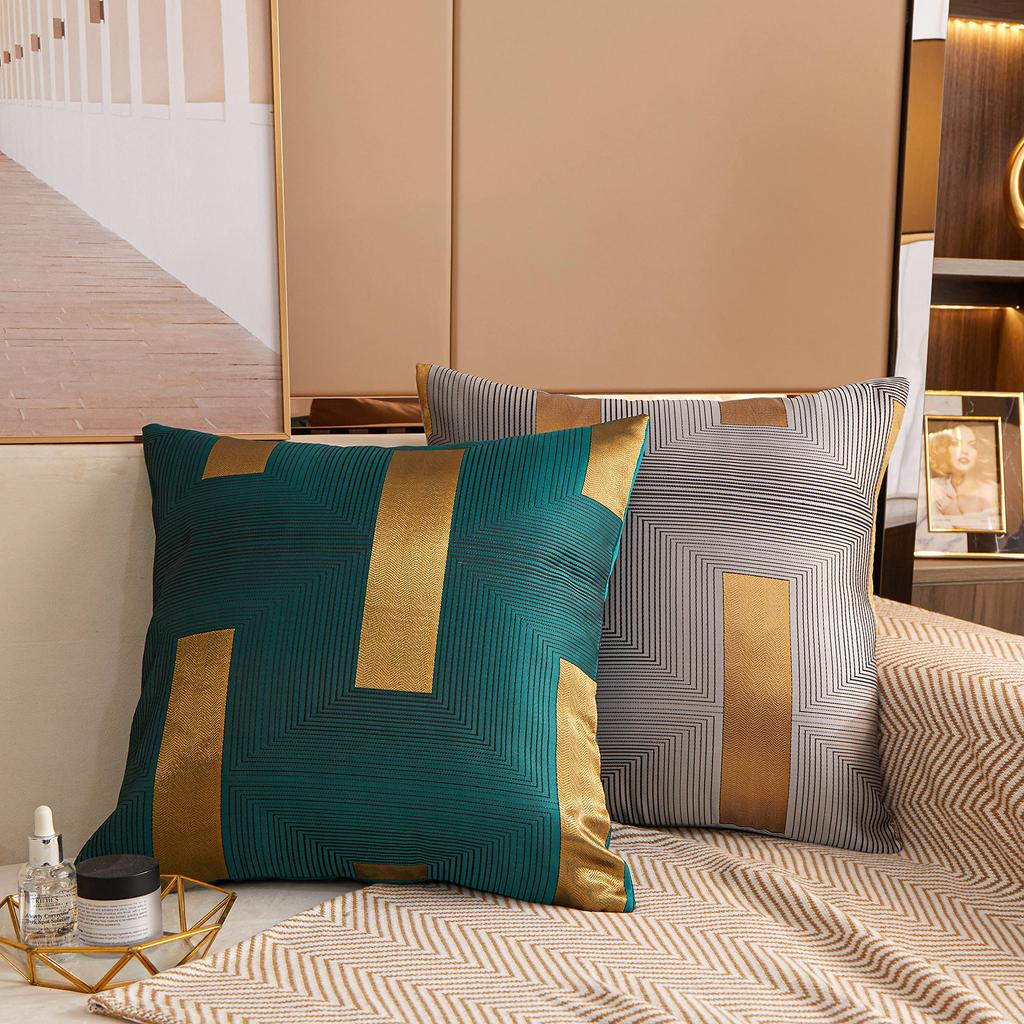 YunJeude Cushion Set of Nordic Cute Geometric Zipper Ideal for Home Room All Seasons Covers, 45x45cm, 2, Style, Pattern, Jacquard, Luxurious, Soft,