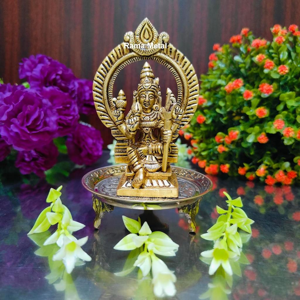 Original Messing-Göttinnen-Idol Raja Rajeswari, Tripura Sundari Murti, Lalitambigai