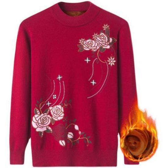 Dame Genser med trykk Høst Vinter Fleecefôret Pullover Genser Fortykket Strikket Genser Pluss Størrelse Genser