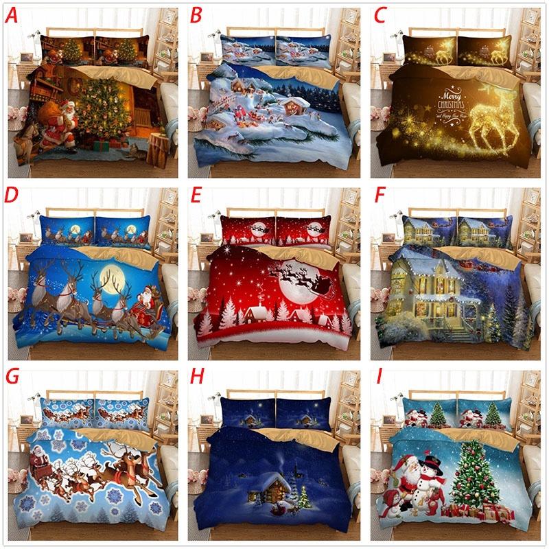Luxurious Father Christmas Duvet Cover Pillow Cases Santa Claus Quilt Cover Bedding Set