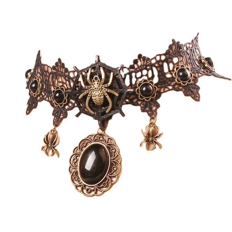 Gothic Lace Choker Necklace With Spiders Pendant Your Unique Style With This Gothic Lace Choker