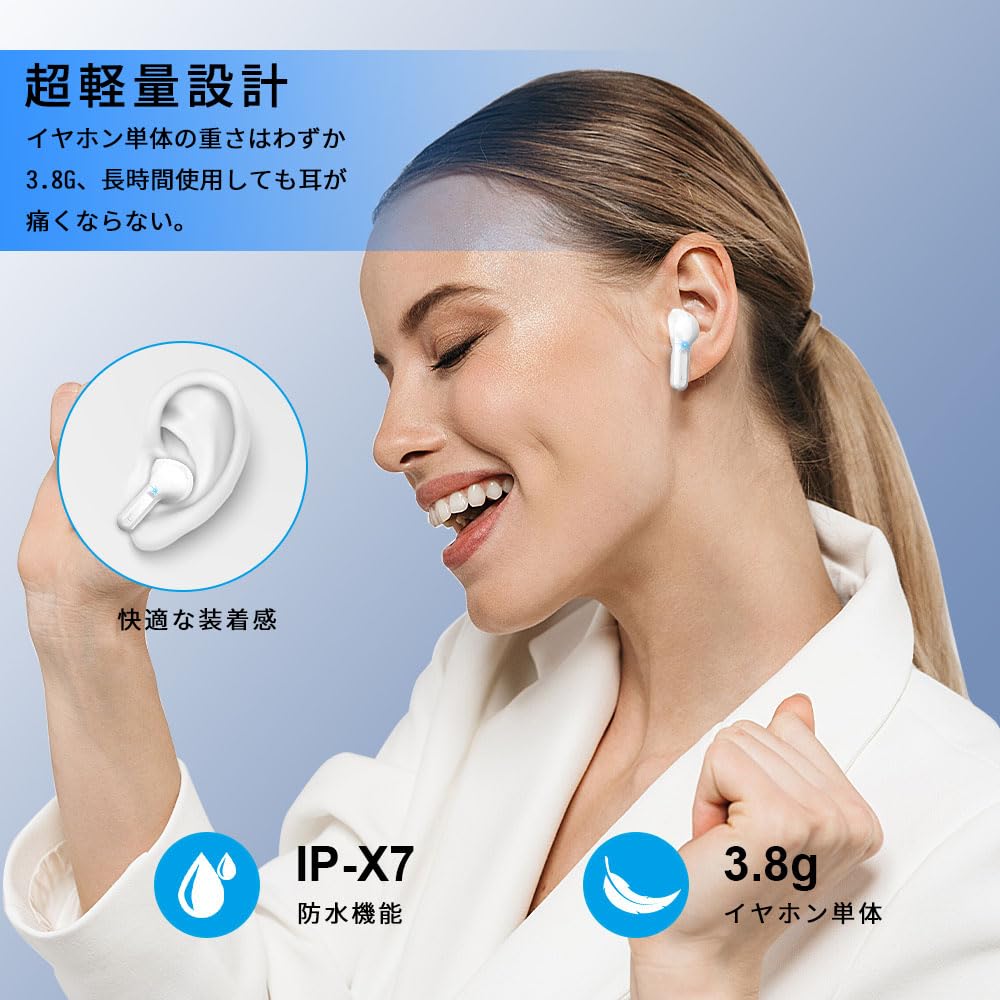 2024 Wireless Bluetooth Up To 42 Hours of Dual Bluetooth ENC Noise LED IPX7 Touch Compatible with Japanese Instruction Manual Included Earbuds,