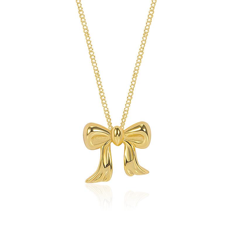 Damen Luxe Schleifenknoten Halskette - Vielseitig, Farbbeständiges Gold, Schlüsselbein Kette