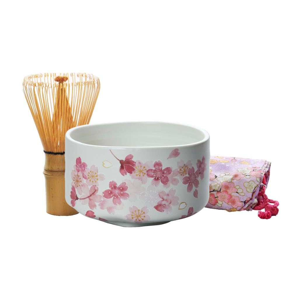 

Матча Боул Розовый Цвет Сакуры L004 Набор из 3 предметов, Дизайн, белый